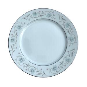 Fine China of Japan English Garden 1221 Dinner Plate 10.5" Blue Pink Silver